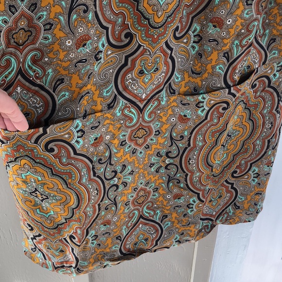 J Crew Collection 100% Silk Jules Gold Paisley Dress With Pockets Womens Size 6 - Picture 7 of 15